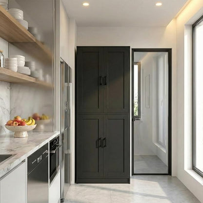 71" Tall Kitchen Pantry Cabinet, Freestanding Food Storage Organizer with Doors & Adjustable Shelves, Large Utility Hutch Cupboard for Dining Room, Living Room, Bathroom & Home Offic, Black