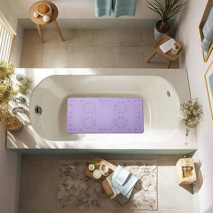 Double Layer Foam Non Slip Bathtub Mat 37x17in, More Comfortable and Thicker Tub Mat Than Ordinary Foam Shower Mat, Bath Mat for Tub with Suction for Comfort and Safety (P-Purple, 36'' x 17'')