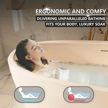 67" Acrylic Free-standing Bathtubs for Bathroom, Soaking Tub, Stand Alone Tub, UPC Certified Slotted Overflow and Pop-up Drain, Tap Deck Bathtub