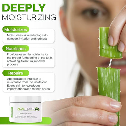 Organic Aloe Vera Lotion - Face & Body Moisturizing Cream with Natural Aloe Vera, Vitamin E Oil, Vitamin C, Retinol Cream, Shea Butter – Anti Aging Face Moisturizer for Women, Dry Skin (8 oz)