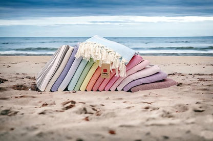 Bazaar Anatolia Turkish Beach Towel – 100% Cotton, Quick Dry, Sand Free Towel for Bathroom, Camping, Travel, Sage Olive – Oversized 71x39 Inches – Stripe Green