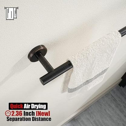 JQK Towel Bar Oil Rubbed Bronze, 19 Inch 304 Stainless Steel Thicken 0.8mm Towel Rack Bathroom, ORB Towel Holder Wall Mount, Useable Length 16 Inch TB110L16-ORB