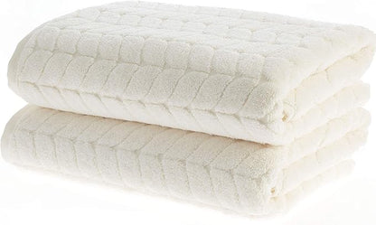 BAGNO MILANO Turkish Bath Towels, Soft Plush Jacquard Luxury Bath Towels, Quick Dry Towel Set (Cream, 6 pcs Towel Set)