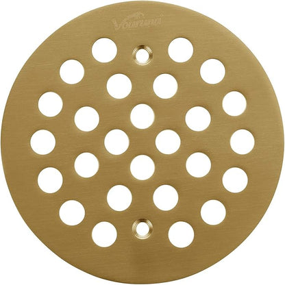 4-1/4Inch Screw-in Shower Strainer Drain Cover Replacement Floor Strainer Floor Drain (Brushed Gold)