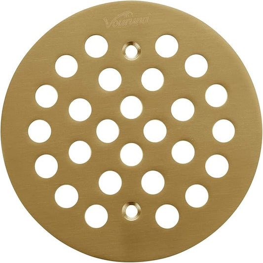 4-1/4Inch Screw-in Shower Strainer Drain Cover Replacement Floor Strainer Floor Drain (Brushed Gold)