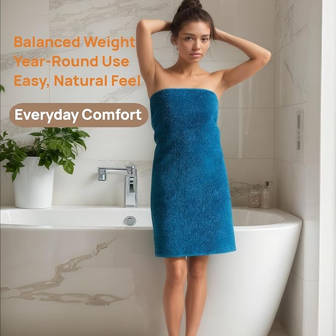 Cotton Bath Towel – Large 30x60 Inches, Soft, Thick & Absorbent Towel for Bathroom, Spa, or Home Use (Blue, 2 Pack – 30"x60")