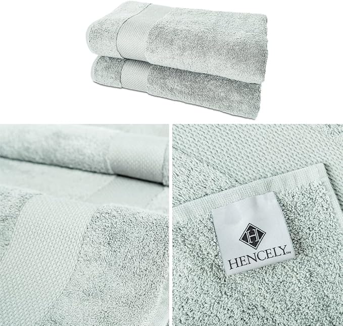 Hencely Bath Sheet Set of 2 - (35x64 Inches) - Luxury Extra Large Oversized Towels, 100% Cotton - Quick Dry, Highly Absorbent, Super Soft - Spa, Hotel, Bathroom - (Bath Sheets 2 Pack, Light Green)
