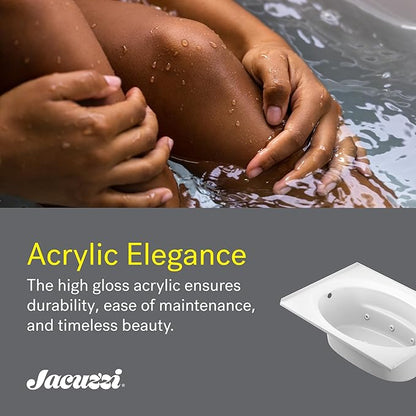 Jacuzzi SIGNATURE Acrylic Drop-In Bathtub, Jet Massage Tub, Slip Resistant, Right Drain Placement, 72" (L) x 42" (W), Oval In Rectangle, Oyster