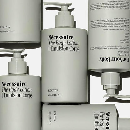 Nécessaire The Body Lotion Eucalyptus – Multi-Peptide Body Moisturizer for Women + Men – Non-Comedogenic Body Lotion with Niacinamide – 450ml/15.2 fl oz