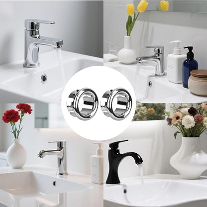 6pcs Sink Overflow Ring, Chrome Plated Bathroom Sink Overflow Trim Ring Cover Drain Hole Insert Cap for Kitchen Bathroom Basin Vanity & Ceramic Sinks