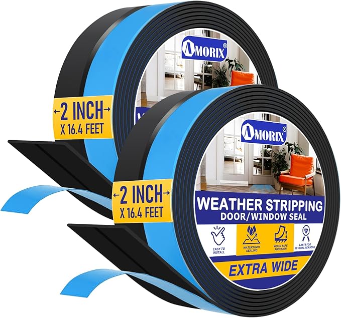 Weather Stripping 32.8FT(L) x 2in(W) Door Draft Stopper Silicone Seal Strip for House and Glass Shower, Door Sweep for Collision and Gaps of Doors and Windows, Weatherproof Soundproof (Black)