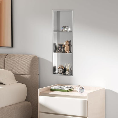 Neodrain12X36 Inch Shower Niche, Brushed 3-Tier Stainless Niches No Tile Needed Bathroom Wall Niche for Shower Storage Waterprooof, Recessed in Wall
