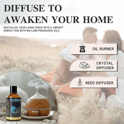 MAYJAM 100ML/3.38FL.OZ Sea Breeze Fragrance Oils with Glass Dropper, Essential Oils for Diffusers for Home, Long Lasting Scented Oils for Diffusers Soap Candle Making
