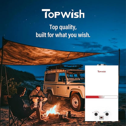 Tankless Water Heater 10L, 2.6GPM Portable Propane Camping Water Heater with Digital Display Overheating Protection, 68,100 BTU Instant Gas Hot Water Warmer for Outdoors RV Shower Cabin