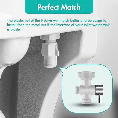 BARROCK Handheld Bidet Sprayer for Toilet, Stainless Steel Metal Made Baby Cloth Diaper Spraying Kit, Bathroom Toilet Bidet Attachment Set for Bathing Pets and Feminine Hygiene, Chrome and White