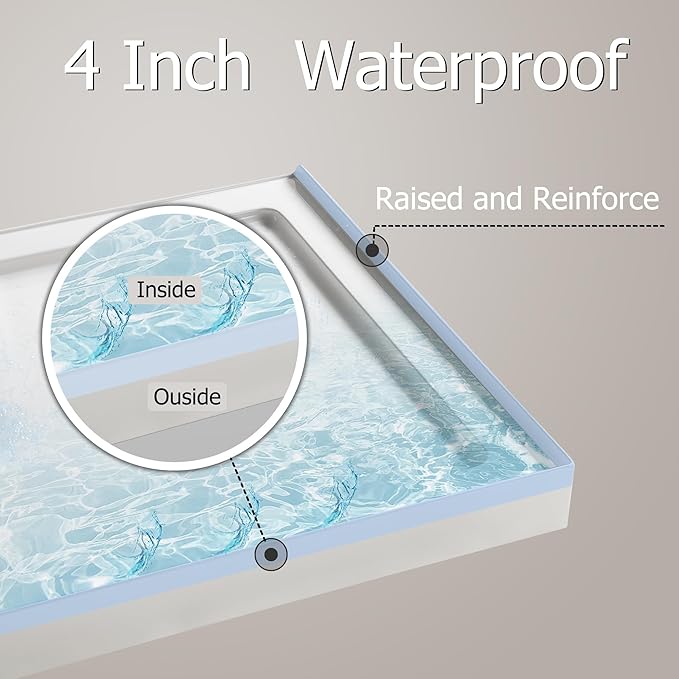 MORVANO 32 x 60 x 4 Shower Base with Single Threshold Rectangular Left Drain Location Shower Base in Glossy White, Acrylic Shower Pan with Black Stainess Steel Cover, Left Drain