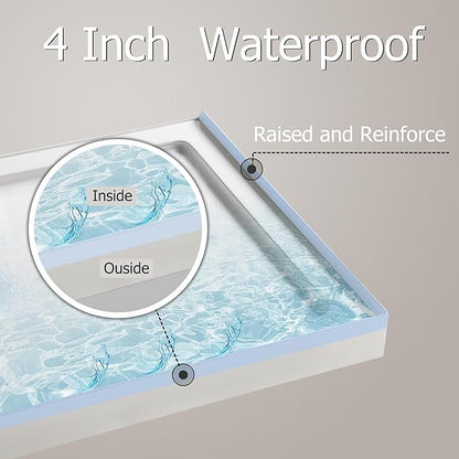 MORVANO 32 x 60 x 4 Shower Base with Single Threshold Rectangular Left Drain Location Shower Base in Glossy White, Acrylic Shower Pan with Black Stainess Steel Cover, Left Drain