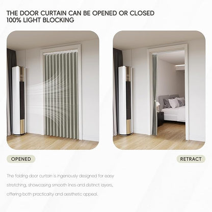 100% Blackout Fabric Folding Door Curtain with Magnetic Closure - Accordion Style for Sliding Doors, Closets,Wardrobe and Temporary Door Solutions Doorway Curtains（W42 x L78, Grey 1 Panel）