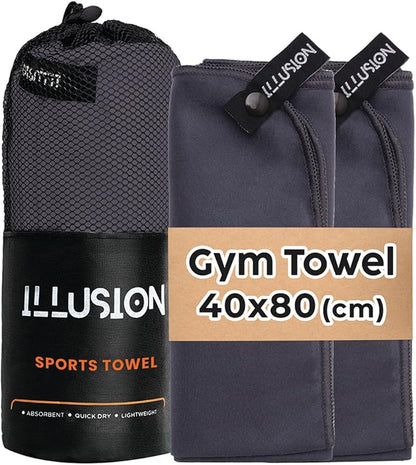 illusion Small Microfiber Gym Towels for Men and Women Active Sports (32" L x 16''W)-Lightweight Quick Dry Gym Towel for Sweat-Workout Towels Ideal for Yoga, Camping, Running, and Outdoor Activities