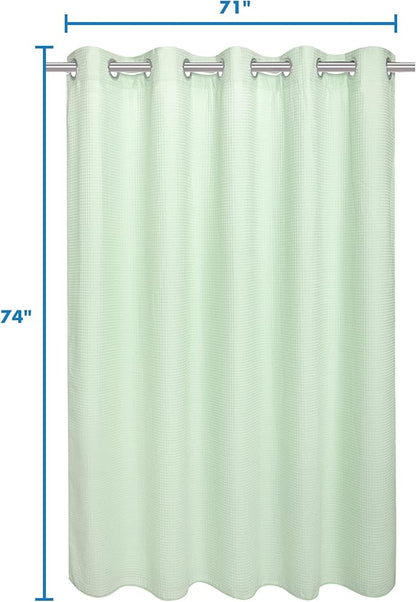 River Dream Hotel Grade No Hooks Needed Shower Curtain with Snap in Liner,Water Repellent, Machine Washable (Green Light, 71"x74"(W/Liner))