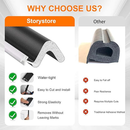 Storystore Door Weather Stripping 39 FT, Foam Kerf Weather Stripping Door Seal for Doors and Windows Insulation with Slot Card Frame