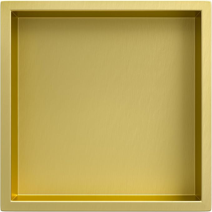 Stainless Steel Shower Niche 12" X 12" Gold No Tile Needed Niche Shower Recessed Wall Niches for Bathroom Storage Over Mount Installation