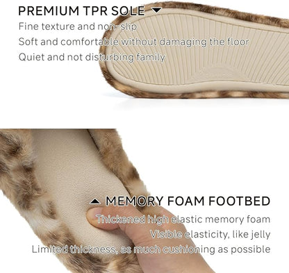 Chantomoo Womens Slippers Memory Foam Fuzzy Cross Band Faux Fur Slippers for Women Gift