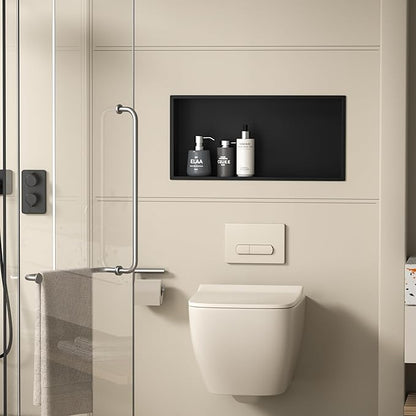 Stainless Steel Shower Niche 24" X 12" Matte Black No Tile Needed Niche Shower for Bathroom Storage Recessed Wall Niches Bathroom Shelf Over Mount Installation