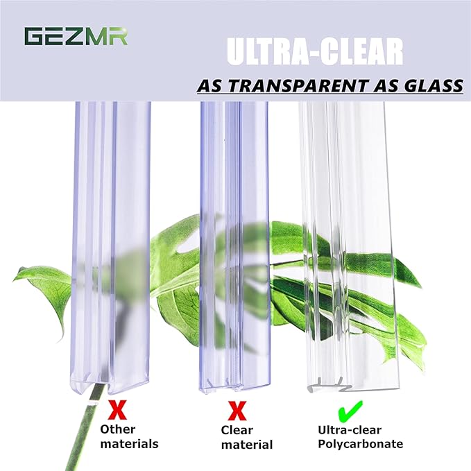 2-Pack Ultra Clear Shower Door Bottom Seal (5/16'' X 39'', Polycarbonate) Frameless Glass Shower Door Sweep Seal Strip - Stop Leaks and Create a Water Barrier