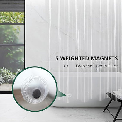 AooHome Thin Clear Shower Curtain Liner, 72x72 Premium Light Weight EVA 4G Plastic Bathroom Shower Liner with Rustproof Metal Grommets and 5 Magnets for Shower Stall, Bathtubs (No Hooks)