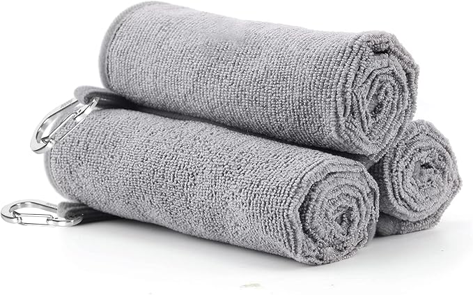 Booms Fishing B0T Microfiber Fishing Towel with Clip, 3 Pack Gray