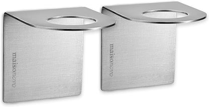 MaisoNovo Adhesive Soap & Shampoo Holder Set of 2 - Silver | Wall Mounted Dispenser Holder