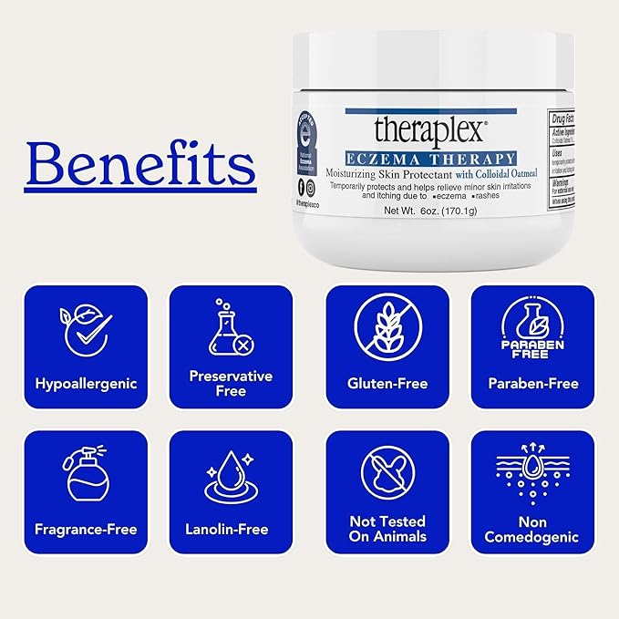 Theraplex Eczema Cream - Eczema Treatment Moisturizing Protecter - TSA Compliant Anti-Itch Skin Protectant for Dry, Irritated, Sensitive and Eczem-Prone Skin, 3 oz