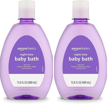 Amazon Basics Night-Time Baby Bath, Lightly scented, 13.6 Fl Oz (Pack of 2) (Previously Solimo)