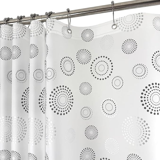 Plastic Shower Curtain Liner, Waterproof Printed PEVA Shower Curtain with Design, Silver Dots Pattern, Rustproof Grommets, Standard Size 70x72 Bathtub Curtain for Bathroom (Pack of 1)