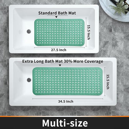 Yimobra Bathtub Mat Non Slip, Super Strong Suction Cups, 27.5"x15.5" Long Shower Mat with Drain Holes, Machine Washable Fast Draining Bath Mats, Bathroom Essentials,MARRS Green