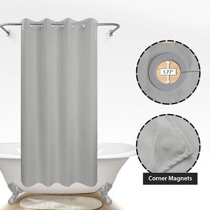 River Dream Stall Size No Hook Grey Fabric Shower Curtain or Liner Soft Microfiber - 54" x 78" Shower Stall Curtain Hotel Grade, Waterproof & Machine Washable, Gray, 54x80