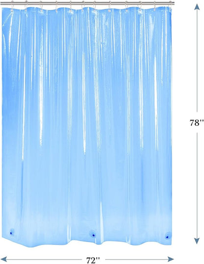 AmazerBath 72x78 Long Shower Curtain Liner, Clear Blue Plastic Shower Curtain Liners, Waterproof PEVA Shower Liner, Cute Lightweight Shower Curtains for Bathroom with 3 Magnets & Rustproof Grommets