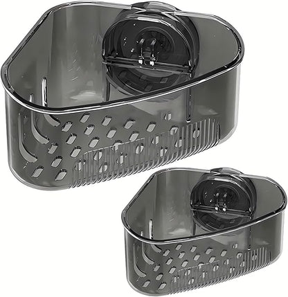 2PCS Sink Organizer Rack for Kitchen for Sponges, Scrubbers, Sink Corner Drain Box,with Adhesive Suction Cup Mount (Black)