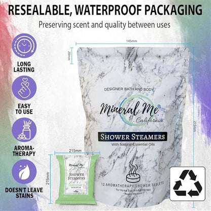 Shower Steamers Aromatherapy - 12pc Shower Bombs Vapor Tablets w/Organic Essential Oils for Vaporizing Steam Spa, Bath Bombs Tablets, Stocking Stuffers, Selfcare & Christmas Gifts for Women, Men