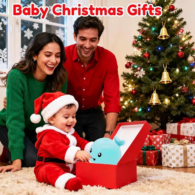 Baby Bath Toys 6-12-18 Months - Christmas Stocking Stuffers For Kids Ages 1-3 1 2 3 Year Boy Girl Gifts, Infant Baby Gifts Light Up Whale Bath Toy Sprinkler, Bathtub Water Pool Toy For Toddlers