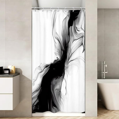 Cinbloo Black and White 54Wx78H Shower Curtain Marble Abstract Modern Minimalist Ombre Grey Elegant Ink Texture Neutral Simple Aesthetic Bathroom Curtain Set Man Bath Bathroom Accessories Decor