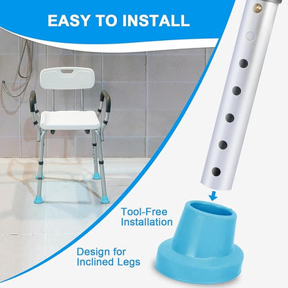 supregear Replacement Feet for Shower Chair Bath Seat, 1-1/8" I.D. Slope Rubber Feet Pad for Shower Stools Transfer Bench Non-Slip Extreme Grip Tub Transfer Benches Suction Cup Feet, 4PK