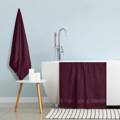 GLAMBURG Premium Cotton Oversized 2 Pack Bath Sheet 35x70-100% Pure Cotton - Ideal for Everyday use - Ultra Soft & Highly Absorbent - Machine Washable - Burgundy