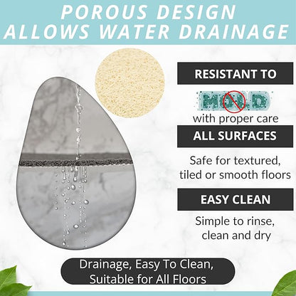 ENKOSI Loofah Non-Slip Shower and Bath Mat - Soft Cushioned Comfort - No Suction Cups for Smooth or Textured Tubs - Fast Draining - Safety for Bathroom, Family, and Elderly (24x16 Light Beige)
