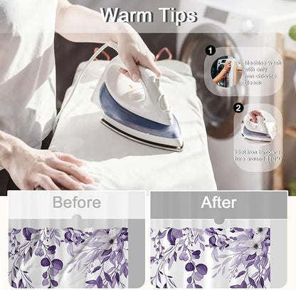 No Hook Shower Curtain and Liner Set, Light Purple Eucalyptus Floral Shower Curtains for Bathroom, Bath Curtain Sets with Snap in Liner, Waterproof with See Through Top Window, 71x84 Inches