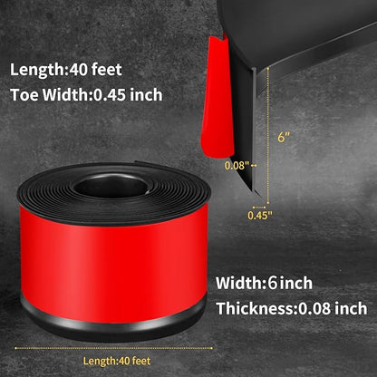 Flexible Baseboard Molding Trim 6 Inch Self-Adhesive Vinyl Wall Base Peel and Stick Cove Base Rubber Wall Baseboard Moulding Trim (40Ft, Black)
