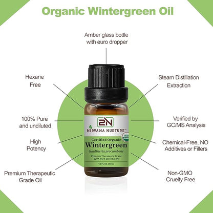 Wintergreen Essential Oil USDA Certified Organic, 100% Pure Natural Premium Grade, Undiluted