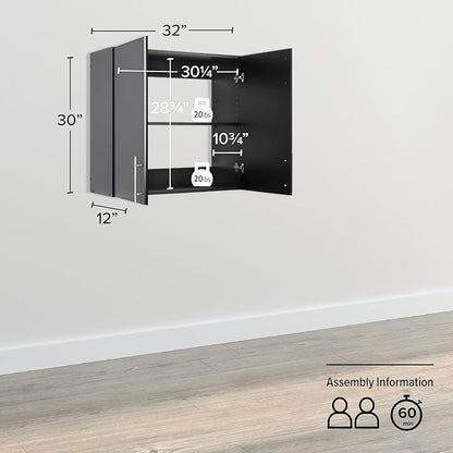 Prepac Elite 32 inch Wall Cabinet, Black
