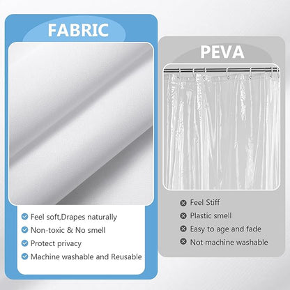 120GSM Ultimate Waterproof Fabric Shower Curtain Liner - TPU Lamination Technology with 3 Magnets,Machine Washable,71x72 Inch Soft Cloth Shower Curtain or Shower Liner,for Bathroom(White)